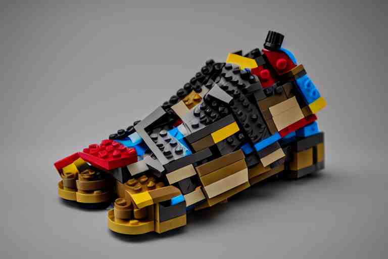 sneaker made out of lego, steampunk, sculpture, cinema 4 d, octane render 