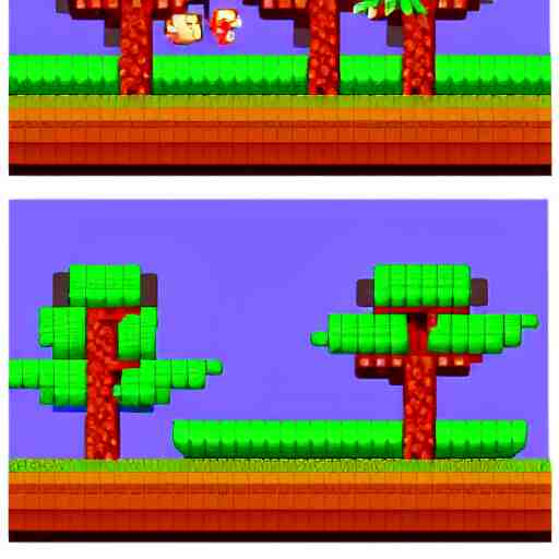 pixel art redwoods, nintendo style 