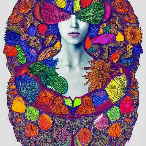 the portrait of a beautiful young woman partially made up of bell peppers of all colors, an ultrafine detailed illustration by james jean, intricate linework, bright colors, final fantasy, behance contest winner, vanitas, angular, altermodern, unreal engine 5 highly rendered, global illumination, radiant light, detailed and intricate environment 