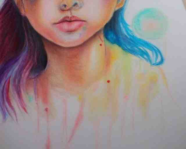 a girl with the ice cream watercolor colored pencil painting trending on artstation 