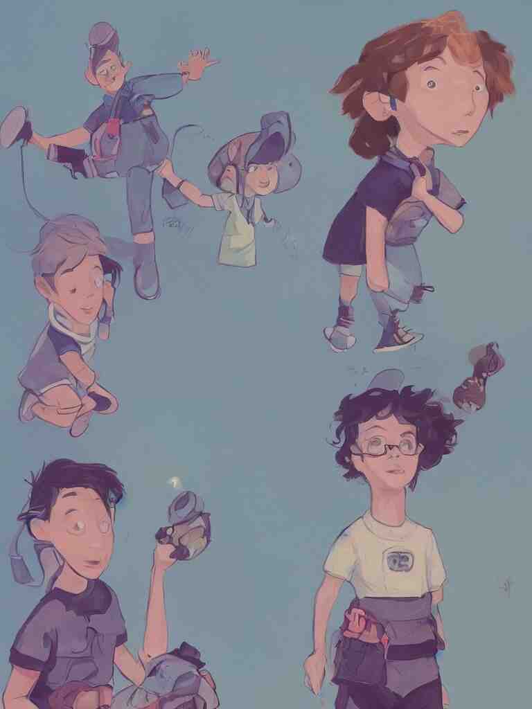 non - binary kid by disney concept artists, blunt borders, rule of thirds 