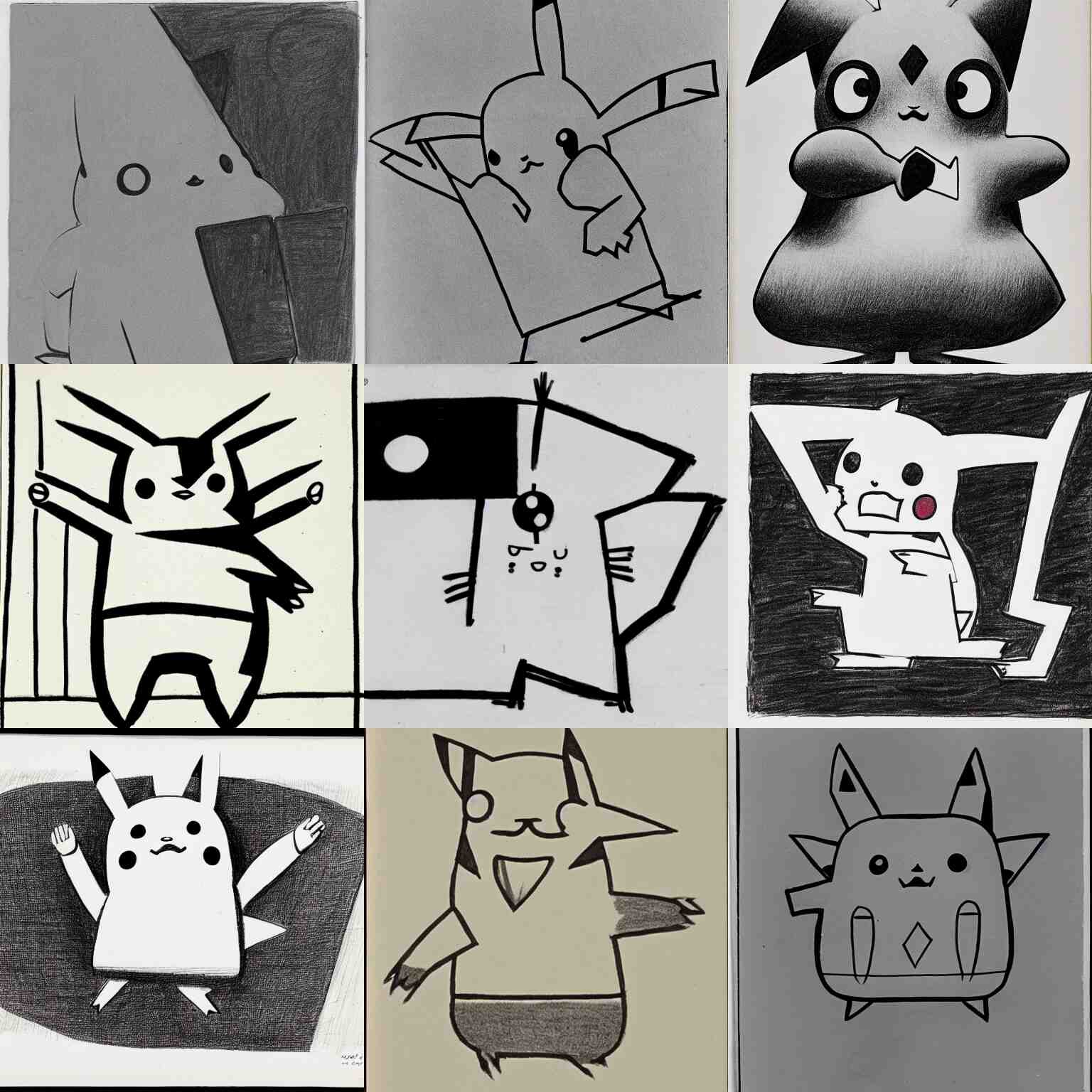 saul steinberg drawing of pikachu, 1 9 6 4 moma catalog 