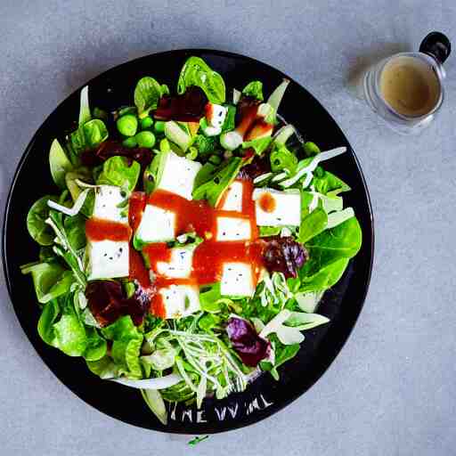 a giant salad that is the size of a building, with mozzarella and a lot of sauce, award winning photography, culinary art photography 