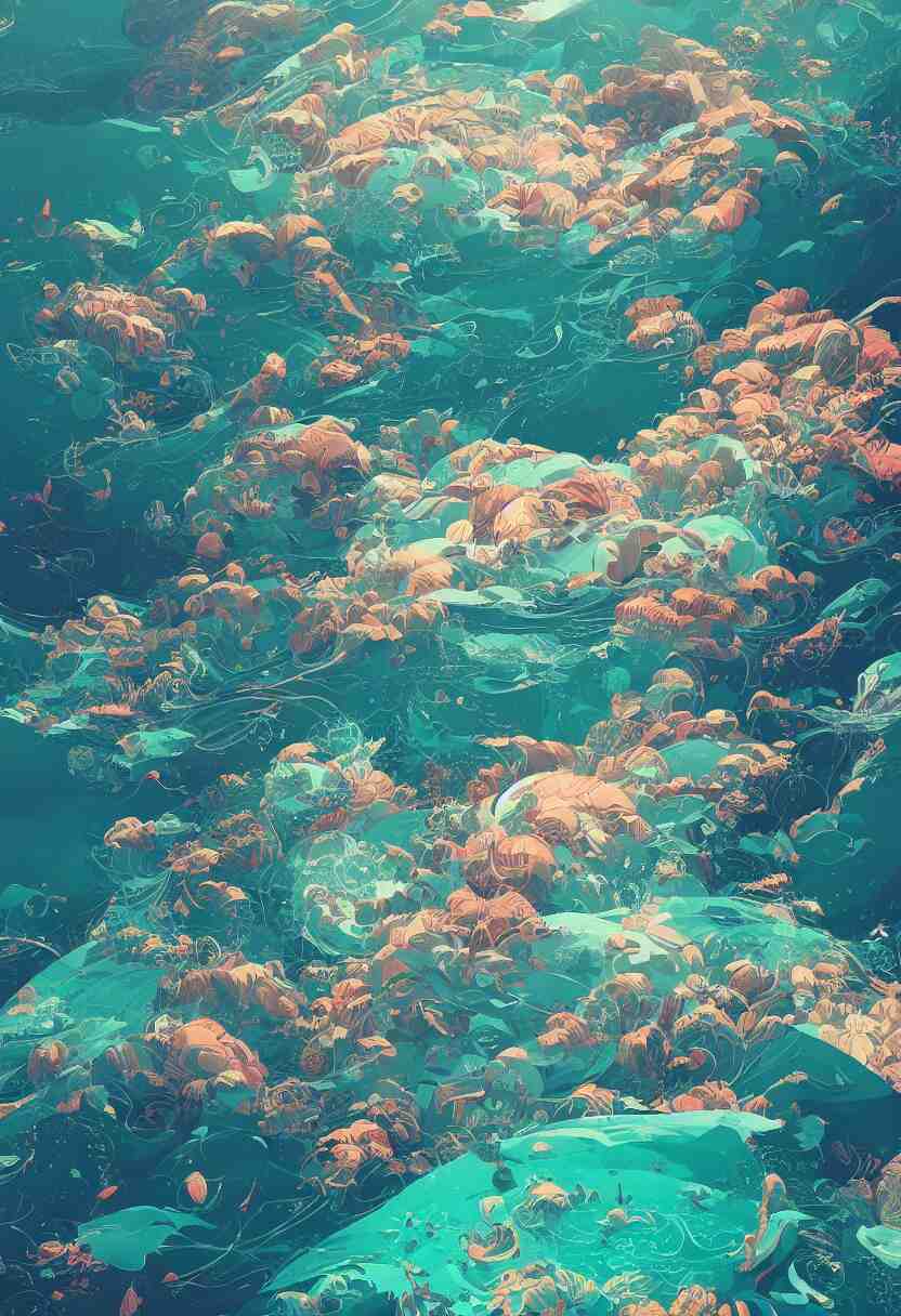 Stunning ocean artwork, artstation winner by Victo Ngai, Kilian Eng and by Jake Parker, vibrant colors, winning-award masterpiece, fantastically gaudy, aesthetic octane render, 8K HD Resolution