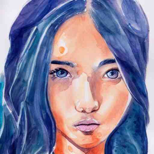 water color on paper, gemini girl portrait, highly detailed, artstation, masterpiece, award - winning, 