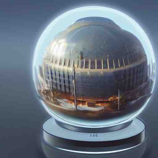 a snow globe with a soviet building in it, a computer rendering by leandro erlich, trending on cgsociety, retrofuturism, tesseract, isometric, physically based rendering 