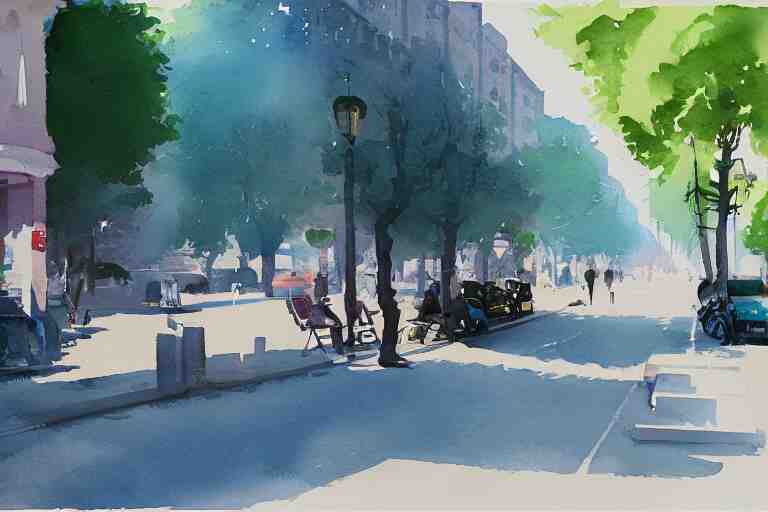 street summer watercolor light color on artstation 