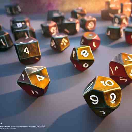rol game players throwing d 2 0 dice. unreal engine 5. octane render. vray. arnold. maya. 1 8 mm lens. low angle, wide lens. trending on artstation. vegas. depth of field. colorful. d & d. 