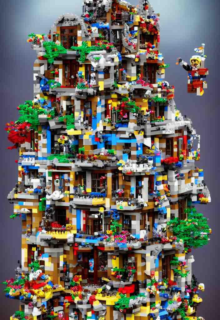 a photo of a house made entirely of legos located in a dreamy by salvador dalli magical, fantasy, pop surrealism trending on artstation, digital art. 