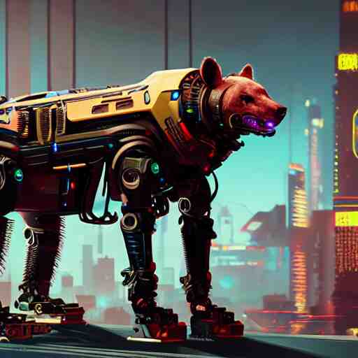 robot hyena, cyberpunk 2 0 7 7 concept art, highly detailed 