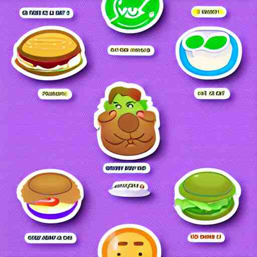 a whatsapp stickers pack of lunch time, cartoon 