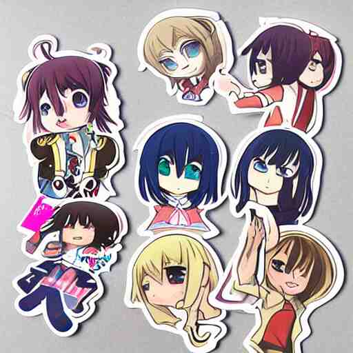 kawaii anime sticker, solo, 