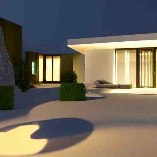 crystal ball with mini modern house with led strip lights inside it, octane render hyperdetailed, 