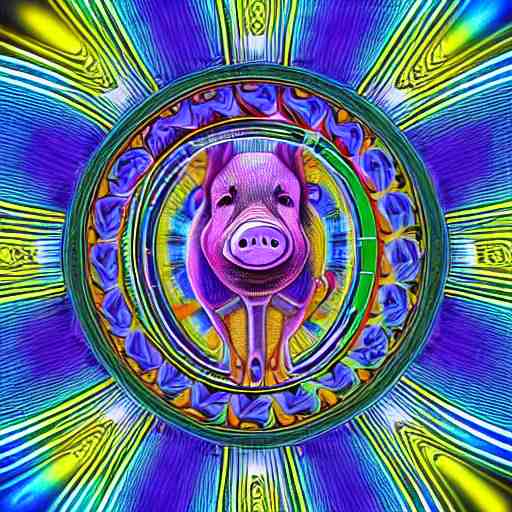 digital illustration of a pig, by alex grey, tool band, psychedelic art, spiral fractals, detailed, 8 k 