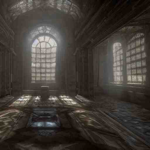 interior mazelike architecture from quake, lovecraftian, liminal space, moody lighting, unreal engine 5, hyper detailed, hyper realistic 