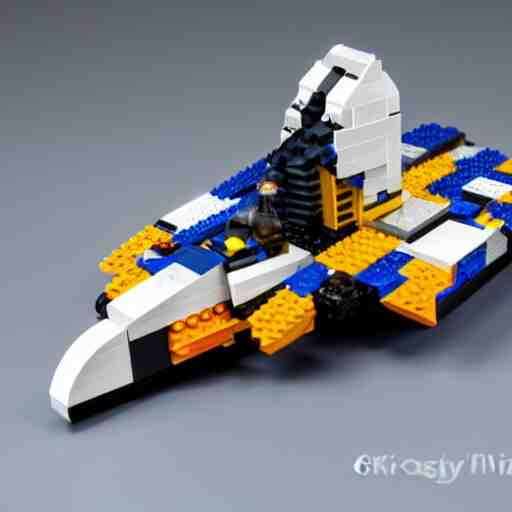 a spaceship made out of legos, studio lighting, 8 k, hd, white background 