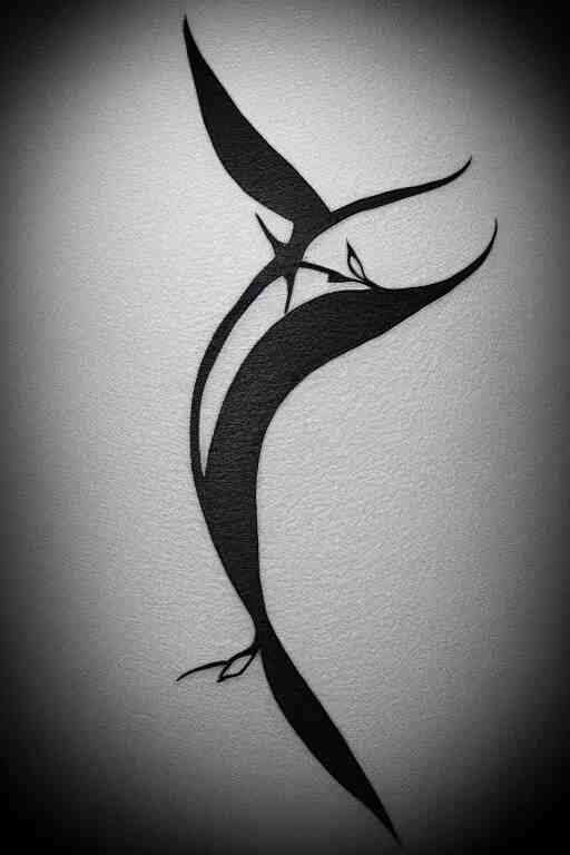 a beautiful tattoo design of minimalist swallows flying into spherical lines and simple basic shapes, black ink, abstract logo, line art 