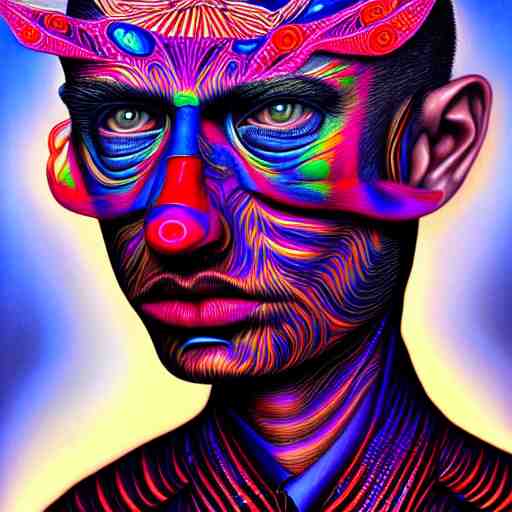 An extremely psychedelic portrait of Alex Gray, surreal, LSD, face, detailed, intricate, elegant, lithe, highly detailed, digital painting, artstation, concept art, smooth, sharp focus, illustration