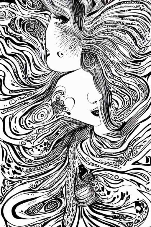 black and white illustration, creative design, love yourself 