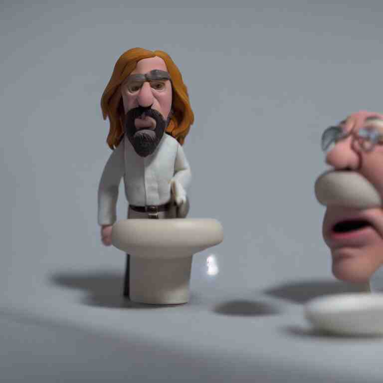 a cinematic film still of a claymation stop motion film the big lebowski, portrait, shallow depth of field, 8 0 mm, f 1. 8 