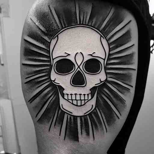 tattoo design, stencil, tattoo stencil, traditional, a world famous tattoo of a geometric skull with a galaxy coming out of the top of its head-s 100