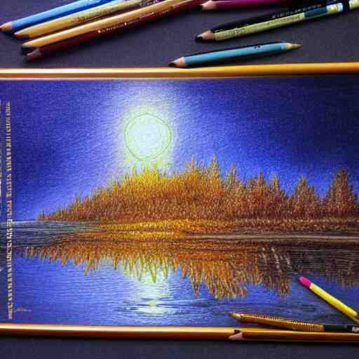  Colored pencil art on paper, Gold Rush, highly detailed, artstation, MasterPiece, Award-Winning, Caran d'Ache Luminance