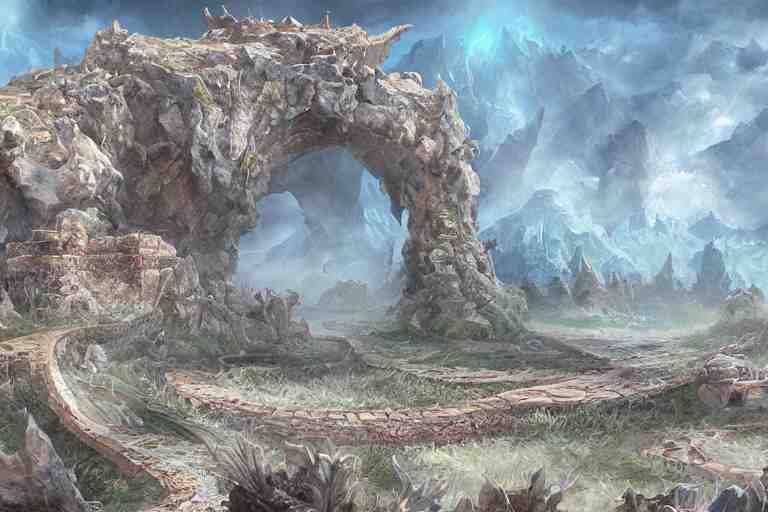 steppe atlantis ultra detailed fantasy landscape concept art