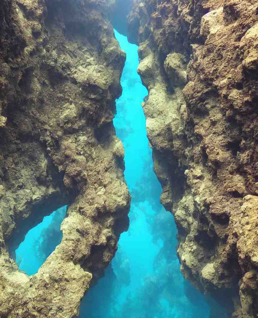 a deep exotic underwater canyon 