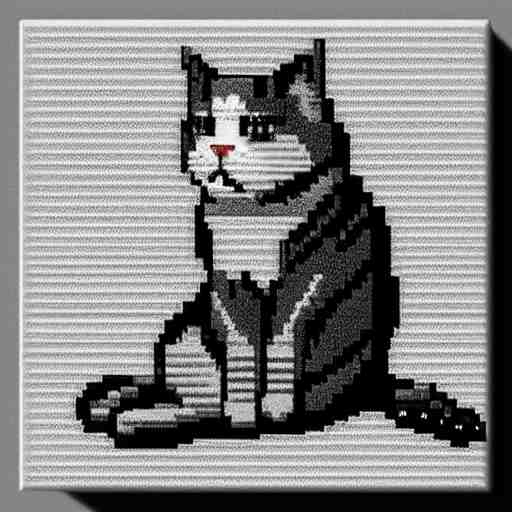 “ small 2 - bit grayscale pixel art cat sitting by brandon james greer ” 