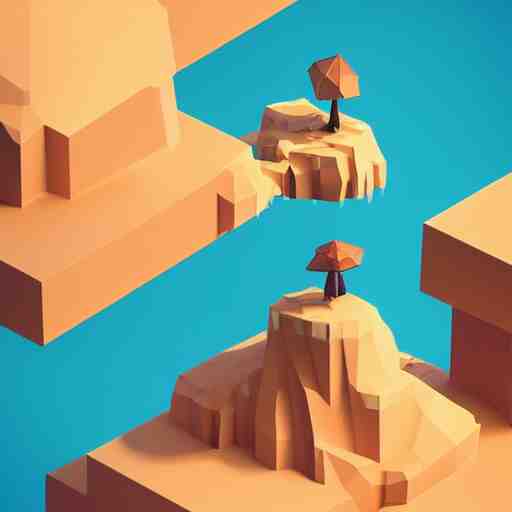 dream a floating island isometric art, low poly art, game art, artstation, 3D render, cgsociety