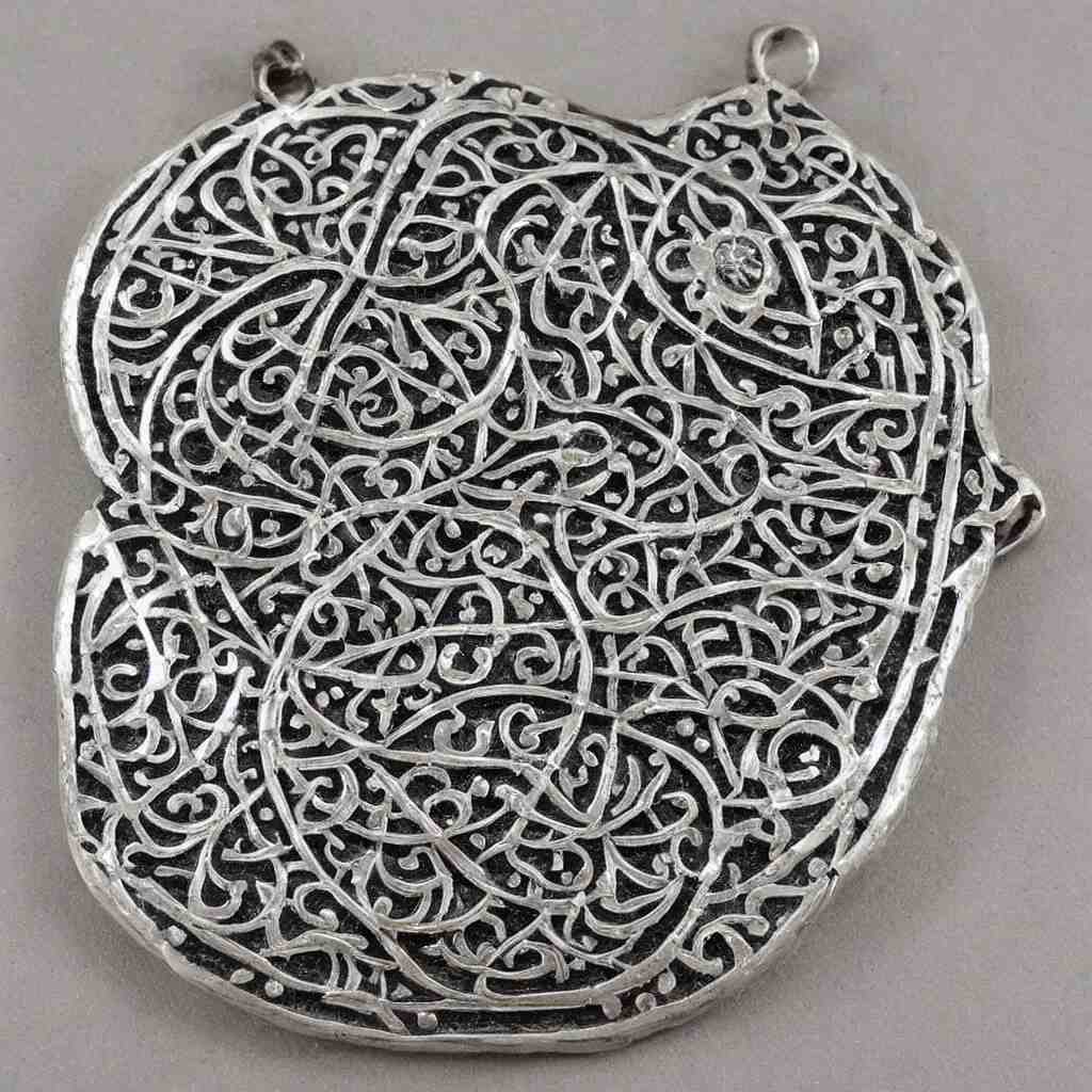 Amulet Of Ottoman inlaid in silver, realistic, clean