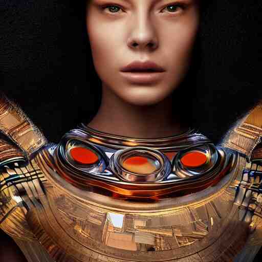 portrait of a stunningly beautiful and alluring futuristic tribal female, depth of field, zeiss lens, detailed, symmetrical, centered, fashion photoshoot, by Annie Leibovitz and Steve McCurry, David Lazar, Jimmy Nelsson, Breathtaking, 8k resolution, extremely detailed, beautiful, establishing shot, artistic, hyperrealistic, beautiful face, octane render