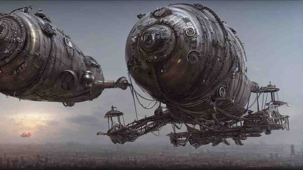 steampunk tardigrade airship, high detail, octane render, 8k