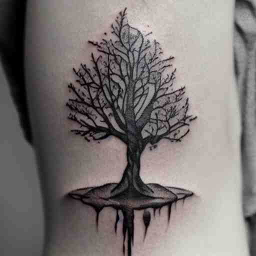 tattoo sketch of Tree, high detail