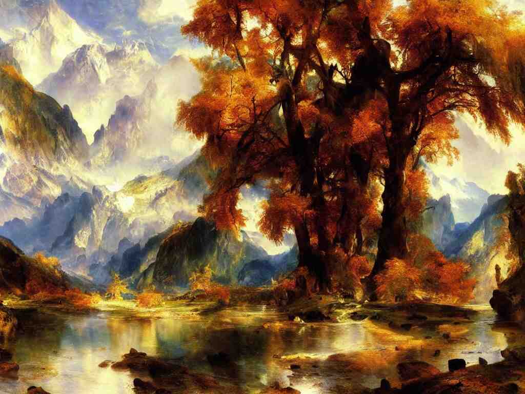 a beautiful landscape painting by thomas moran, trending on arstation 