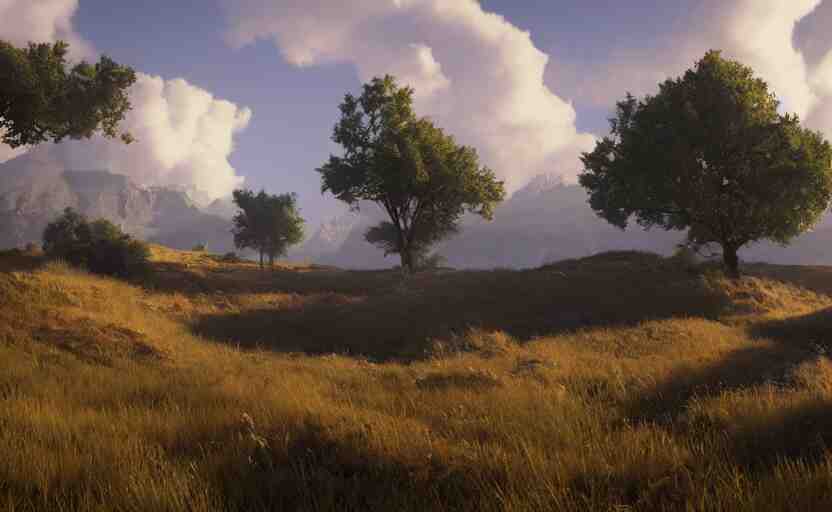 beautiful landscape, Unreal Engine 5, RTX, AAA Game, Detailed 3D Render, Cinema4D