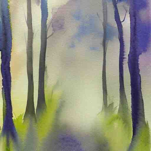 watercolor foggy forrest