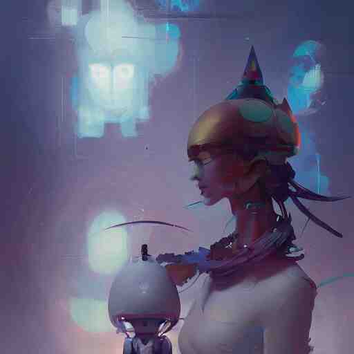 a beautiful illustration of a humanoid robot monk by pete mohrbacher and guweiz and josan gonzalez, graphic novel 