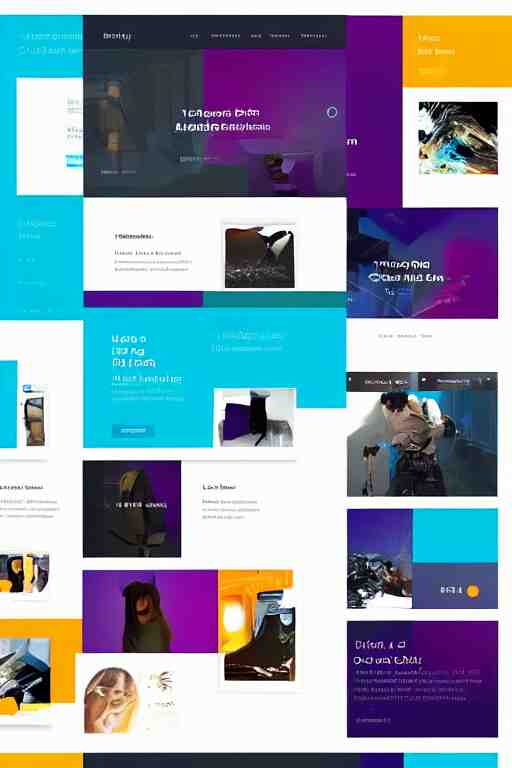 website layout for digital artist, clean modern colorful ui 