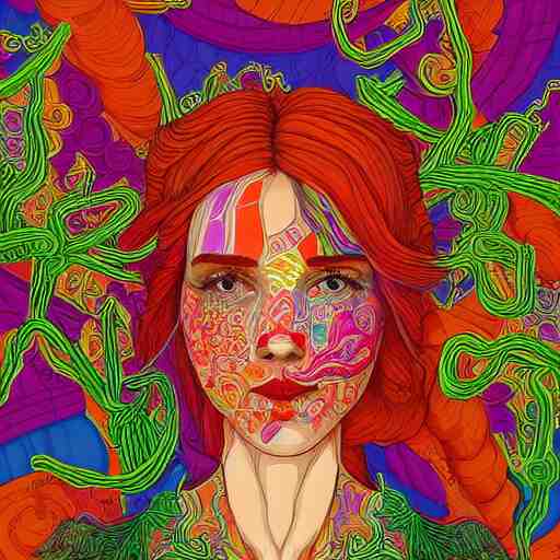 the portrait of a beautiful young woman partially made up of bell peppers of all colors, an ultrafine detailed illustration by james jean, intricate linework, bright colors, final fantasy, behance contest winner, vanitas, angular, altermodern, unreal engine 5 highly rendered, global illumination, radiant light, detailed and intricate environment 