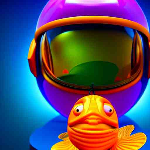 buzz light year without a head!!! with a goldfish swimming inside the visor!!! christi du toit style, octane render, artistic, vibrant colors, award winning, unreal engine, houdini render, studio light 