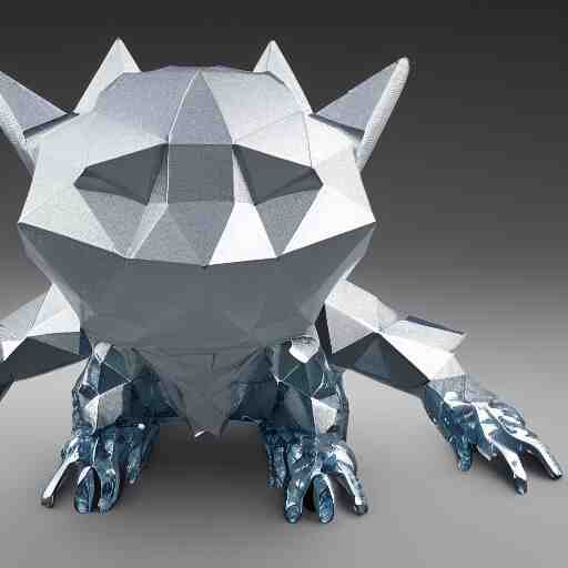 a metallic crystal creature, 4K HD, low poly