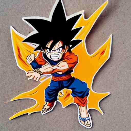 die cut sticker, goku one piece style, splatter paint 