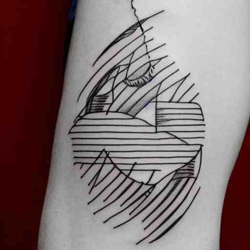 tattoo sketch of a ocean, on a yellow leg, ornamental, line art, minimalism 