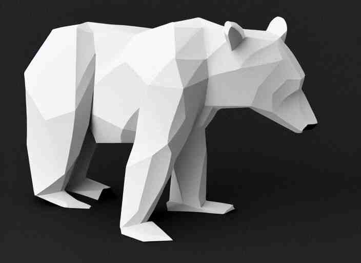 low polygon render of a bear, on a white background, isometric 3 d, ultra hd 