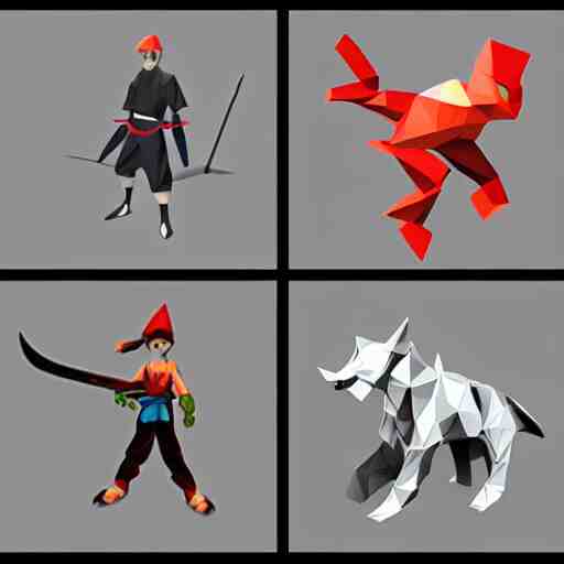 low poly ninja in the style of playstation 1 games