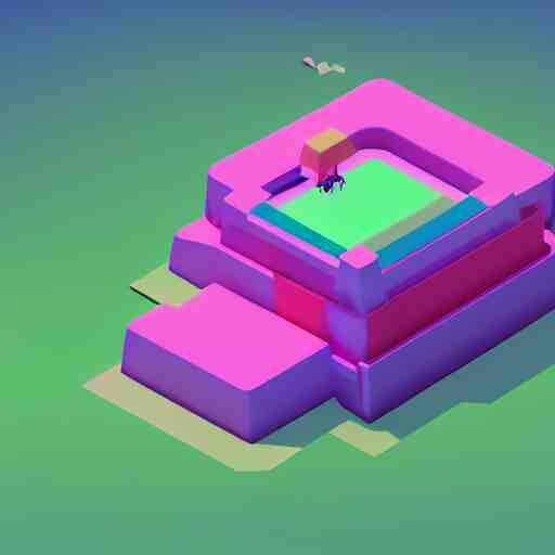 isometric floating island on neon background, isometric invironment, 3d art, isometric art, high detail, artstation, concept art, behance, ray tracing, smooth, sharp focus, ethereal lighting