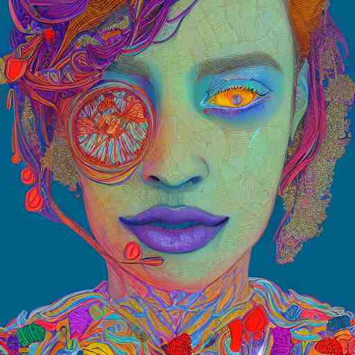 the portrait of a beautiful young woman partially made up of peppers of all colors, an ultrafine detailed illustration by james jean, intricate linework, bright colors, final fantasy, behance contest winner, vanitas, angular, altermodern, unreal engine 5 highly rendered, global illumination, radiant light, detailed and intricate environment 