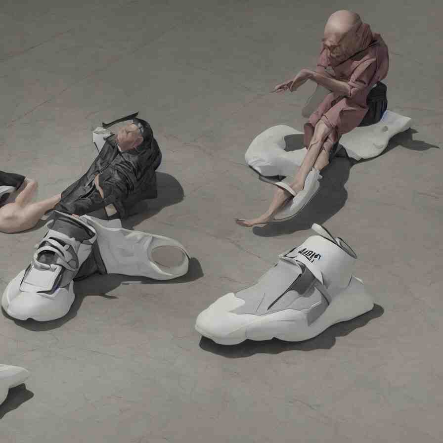 futuristic balenciaga sneakers by ( ( ( lucian freud ) ) ) and gregory crewdson and francis bacon, highly detailed, hyper realistic, oktane render, biomorphic, 8 k, highly detailed, hyper realistic, photorealistic, 