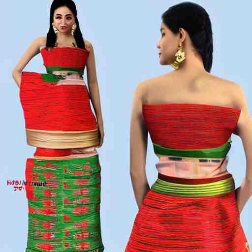 strapless bihu mekhela top, latest fashion style dress costume 3 6 0 degree view + concept art 